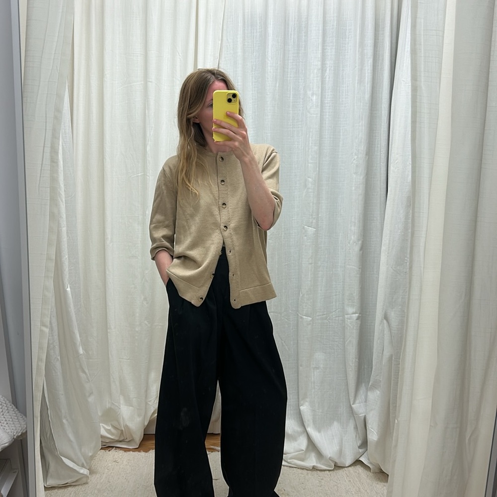 Lauren Manoogian Tan Cardigan cotton 2 fits S or M